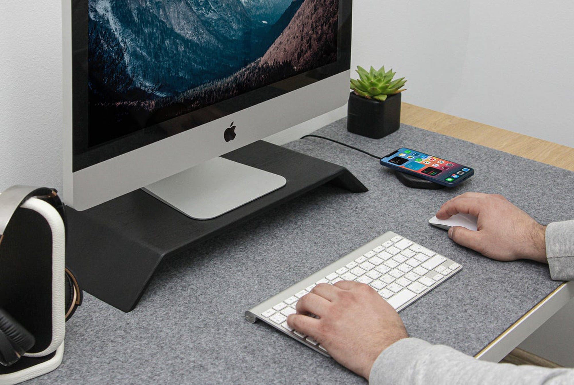 Grey desk pad