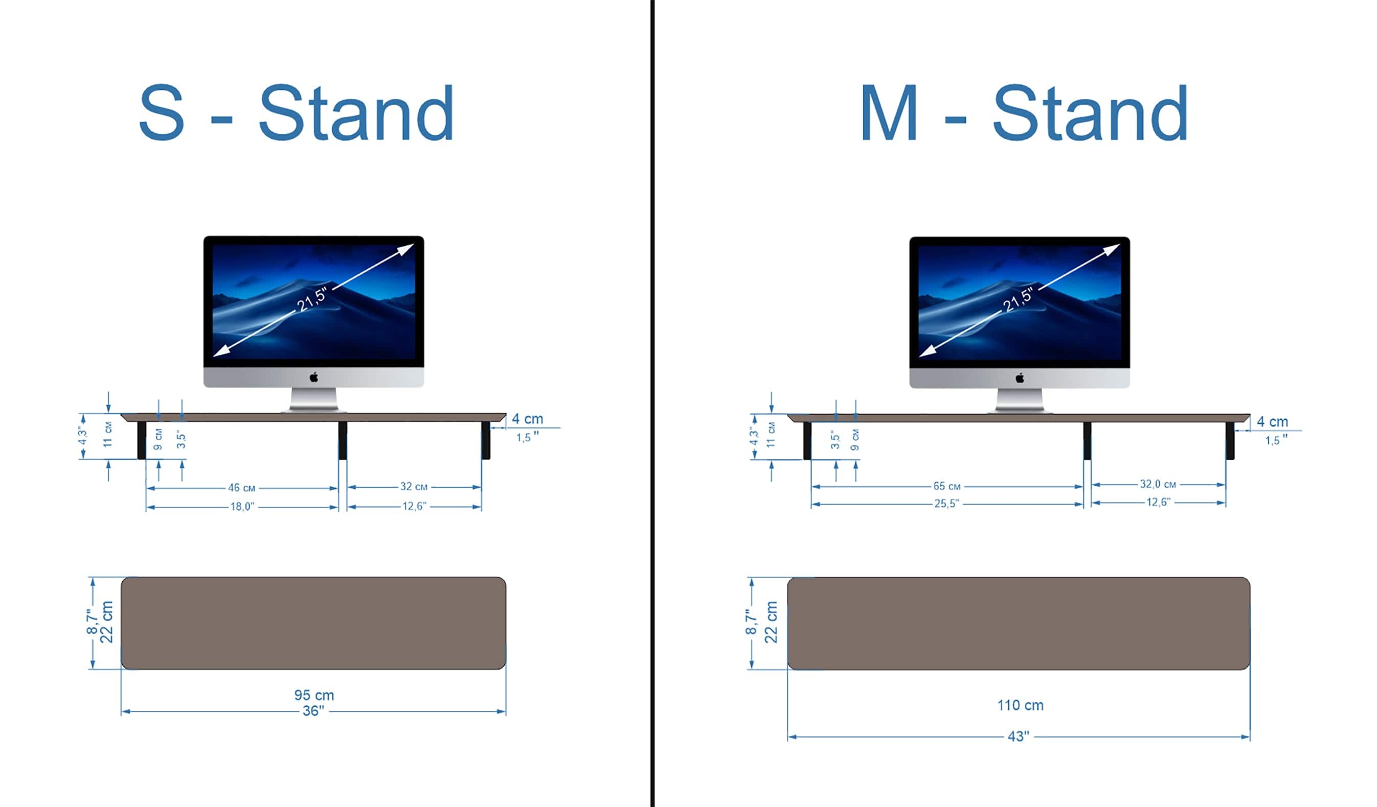 Wooden monitor stand with metal legs